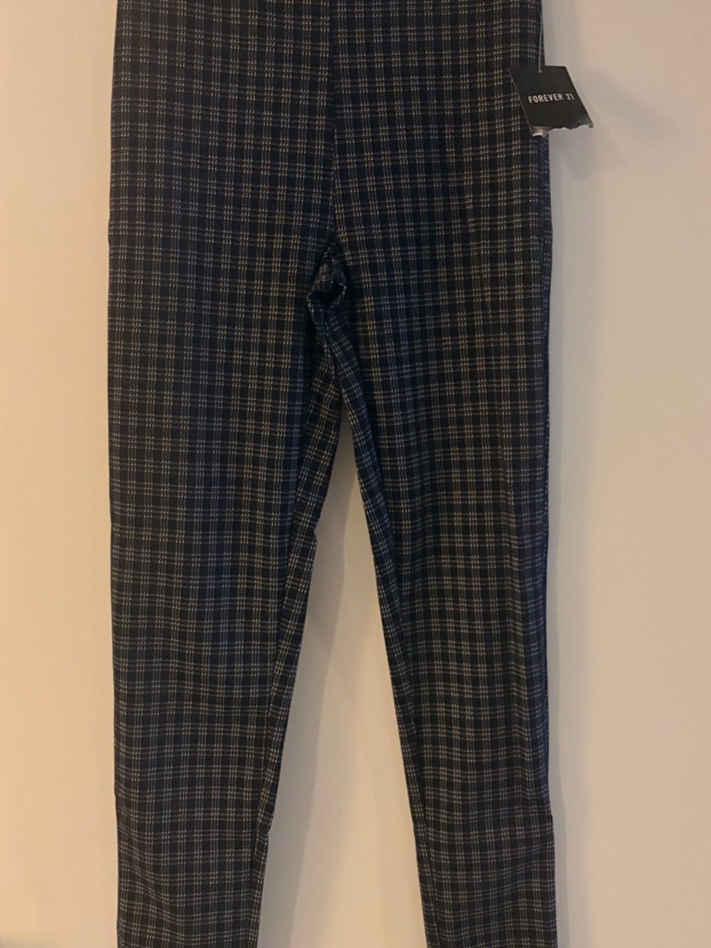 Forever 21 Blue and White Plaid Leggings